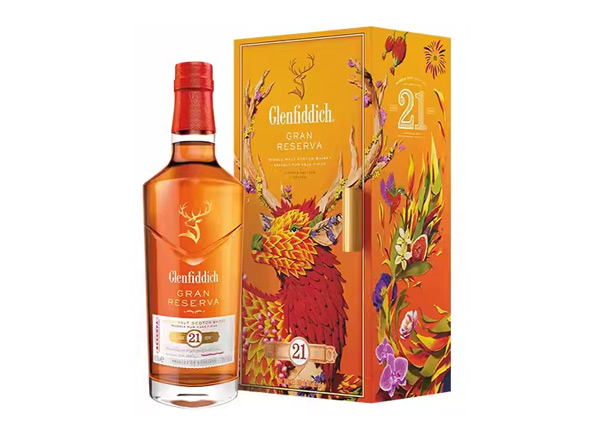 大足回收格兰菲迪21年700ml福鹿生花新年装福鹿呈祥新春礼盒装Glenfiddich苏格兰威士忌